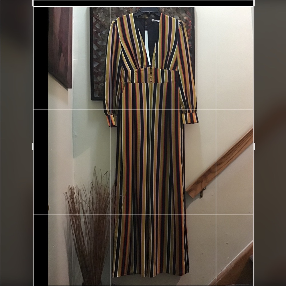 Jumpsuit gold strip with open back